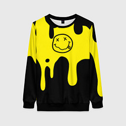 Свитшот женский Нирвана потёки краски, цвет: 3D-черный