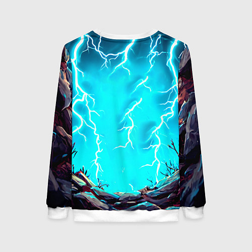 Женский свитшот Корова в разрядах молнии / 3D-Белый – фото 2