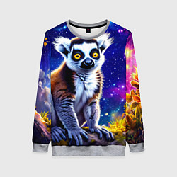 Женский свитшот Лемур и звездная ночь