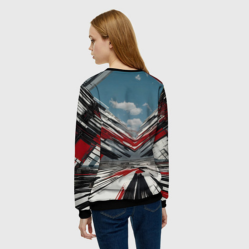 Женский свитшот Русский медведь абстрактный фон / 3D-Черный – фото 4