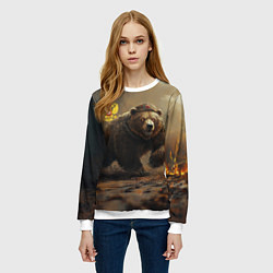 Свитшот женский Русский бурый медведь, цвет: 3D-белый — фото 2