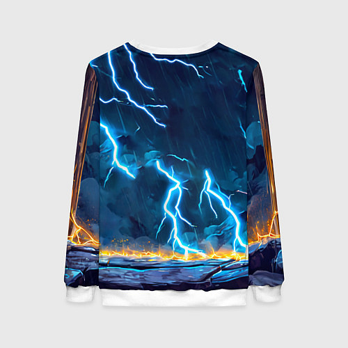 Женский свитшот Лошадка в разрядах молнии / 3D-Белый – фото 2