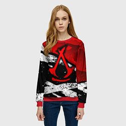 Свитшот женский Assassins creed: shadows - красная абстракция, цвет: 3D-красный — фото 2