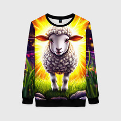 Свитшот женский Овечка в ярких лучах, цвет: 3D-черный