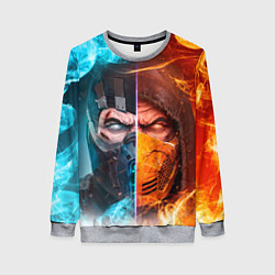 Свитшот женский Mortal Kombat - Саб-зиро и Скорпион, цвет: 3D-меланж
