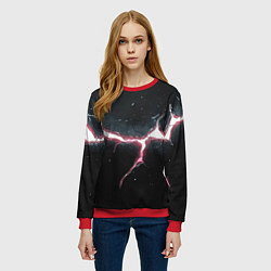 Свитшот женский Разлом на черной плите, цвет: 3D-красный — фото 2