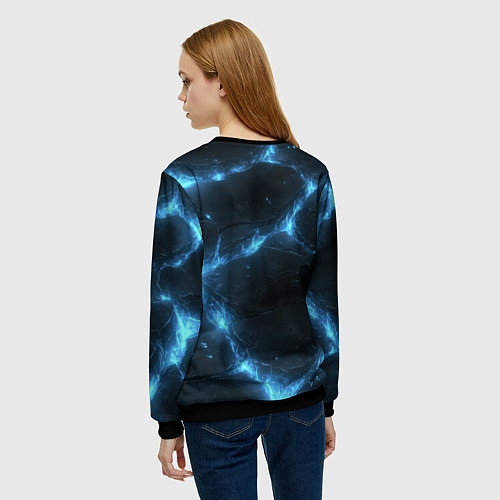 Женский свитшот Синий свет из черной плиты / 3D-Черный – фото 4