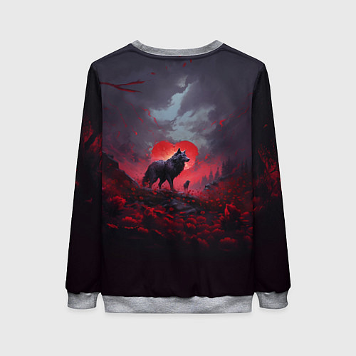 Женский свитшот Волчица на фоне сердца / 3D-Меланж – фото 2