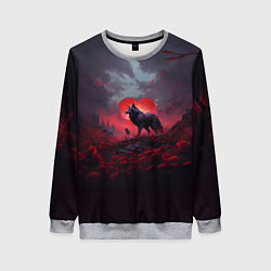 Женский свитшот Волчица на фоне сердца