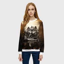 Свитшот женский Любовь волка и волчицы, цвет: 3D-белый — фото 2