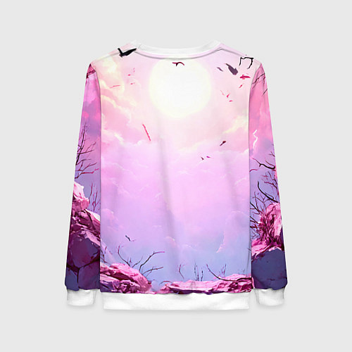 Женский свитшот Аист в розовых облаках / 3D-Белый – фото 2