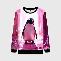 Свитшот женский Пингвин в розовом, цвет: 3D-черный