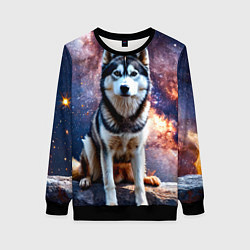Свитшот женский Лайка и космос, цвет: 3D-черный