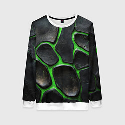 Женский свитшот Черная потертая текстура на зеленом фоне