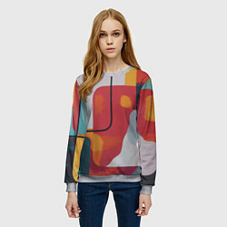 Свитшот женский Абстракция с прямоугольниками, цвет: 3D-меланж — фото 2