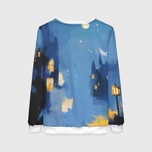 Женский свитшот Гарри Поттер рисунок акварелью / 3D-Белый – фото 2
