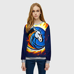 Свитшот женский Даллас Маверикс в огне, цвет: 3D-меланж — фото 2