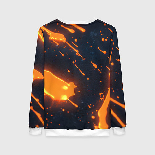 Женский свитшот Оранжевая краска в движении / 3D-Белый – фото 2