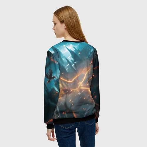 Женский свитшот Гарри Поттер - магия / 3D-Черный – фото 4