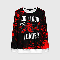 Свитшот женский Дэдпул - красные брызги, цвет: 3D-белый