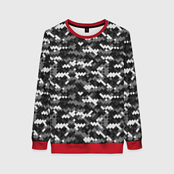 Свитшот женский Серая пиксельная текстура, цвет: 3D-красный