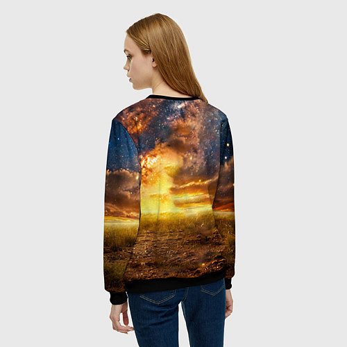 Женский свитшот Немецкий боксер и звездное небо / 3D-Черный – фото 4