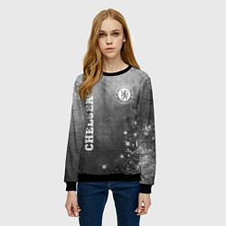Свитшот женский Chelsea - grey gradient вертикально, цвет: 3D-черный — фото 2