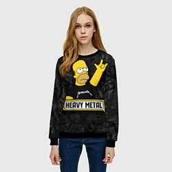 Свитшот женский Heavy metal Гомер симпсон, цвет: 3D-черный — фото 2