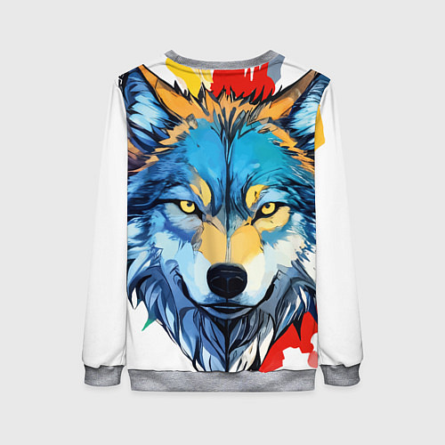 Женский свитшот Волк яркий арт / 3D-Меланж – фото 2