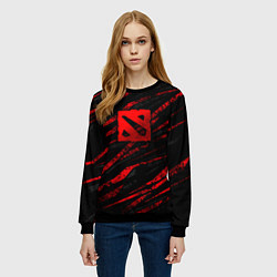 Свитшот женский Dota 2 - красные потертости, цвет: 3D-черный — фото 2
