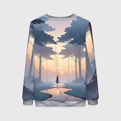 Женский свитшот В лесу на закате / 3D-Меланж – фото 2