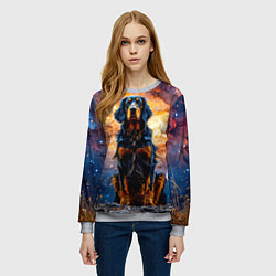 Свитшот женский Сеттер в космосе, цвет: 3D-меланж — фото 2