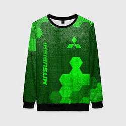 Свитшот женский Mitsubishi - green gradient вертикально, цвет: 3D-черный