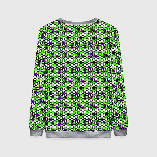 Женский свитшот Киберпанк шестиугольники зелёные / 3D-Меланж – фото 2