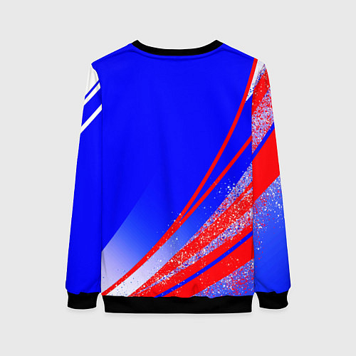 Женский свитшот Герб России на фоне цветов флага государства / 3D-Черный – фото 2