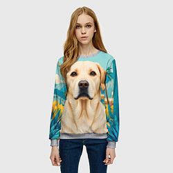Свитшот женский Лето и лабрадор, цвет: 3D-меланж — фото 2