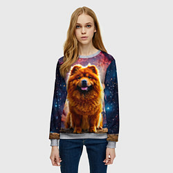 Свитшот женский Чау-чау в космосе, цвет: 3D-меланж — фото 2