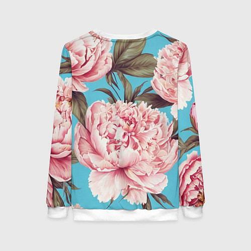 Женский свитшот Самая лучшая бабушка на фоне пионов / 3D-Белый – фото 2