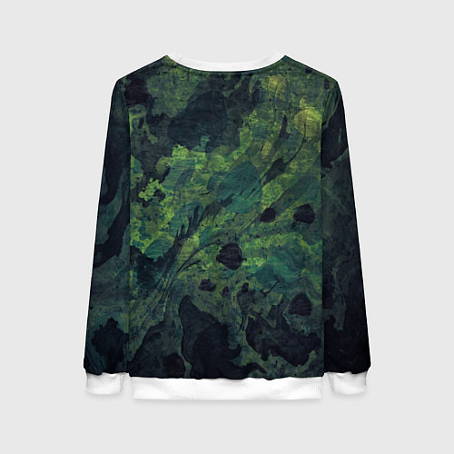 Женский свитшот Абстракция - green camouflage background / 3D-Белый – фото 2