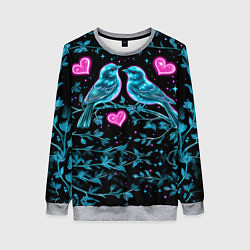 Женский свитшот Неоновые птицы и сердечки