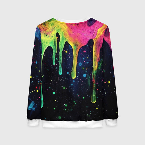 Женский свитшот Разноцветные потеки краски / 3D-Белый – фото 2