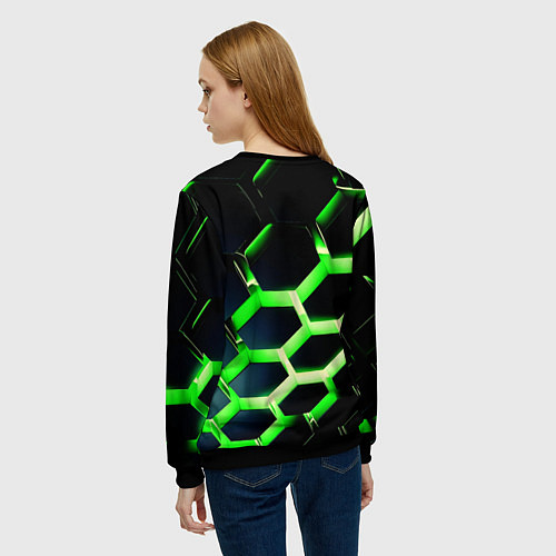 Женский свитшот Neon Honeycombs / 3D-Черный – фото 4