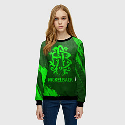 Свитшот женский Nickelback - green gradient, цвет: 3D-черный — фото 2