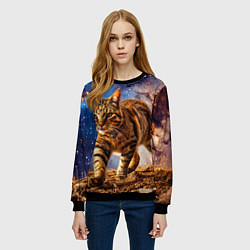 Свитшот женский Пиксибоб в космосе, цвет: 3D-черный — фото 2