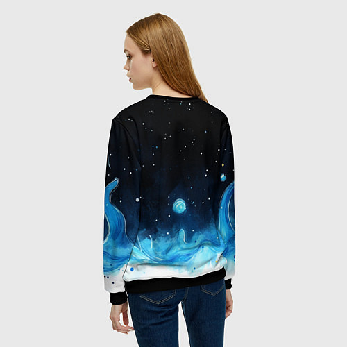 Женский свитшот Синяя светящееся краска / 3D-Черный – фото 4