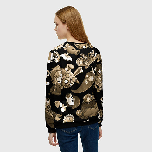Женский свитшот Растения против зомби в бежевом цвете / 3D-Черный – фото 4