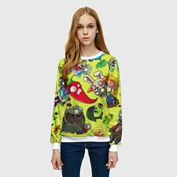 Свитшот женский Растения против зомби с героями, цвет: 3D-белый — фото 2