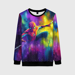 Свитшот женский Человек - паук радужные краски, цвет: 3D-черный