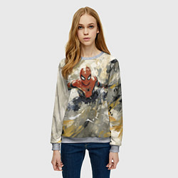 Свитшот женский Человек - паук маслом, цвет: 3D-меланж — фото 2