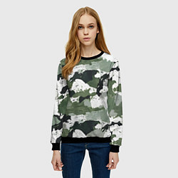 Свитшот женский Зеленый фактурный камуфляж, цвет: 3D-черный — фото 2